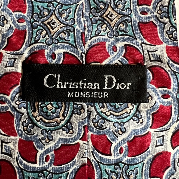Vintage Christian Dior Monsieur Red Blue Gray
Abstract Pattern Silk Neck Tie - Picture 4 of 8